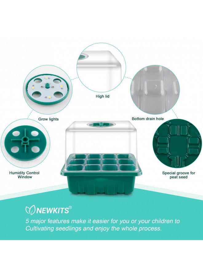 NEWKITS NEWKITS Seed Starter Tray with Grow Light, Seed Starter Kit, Plant Germination Starting Trays with Humidity Dome and Base for Greenhouse Grow Wheatgrass Hydroponic(12 Cells per Tray)(with Grow Lights)  - Image 4