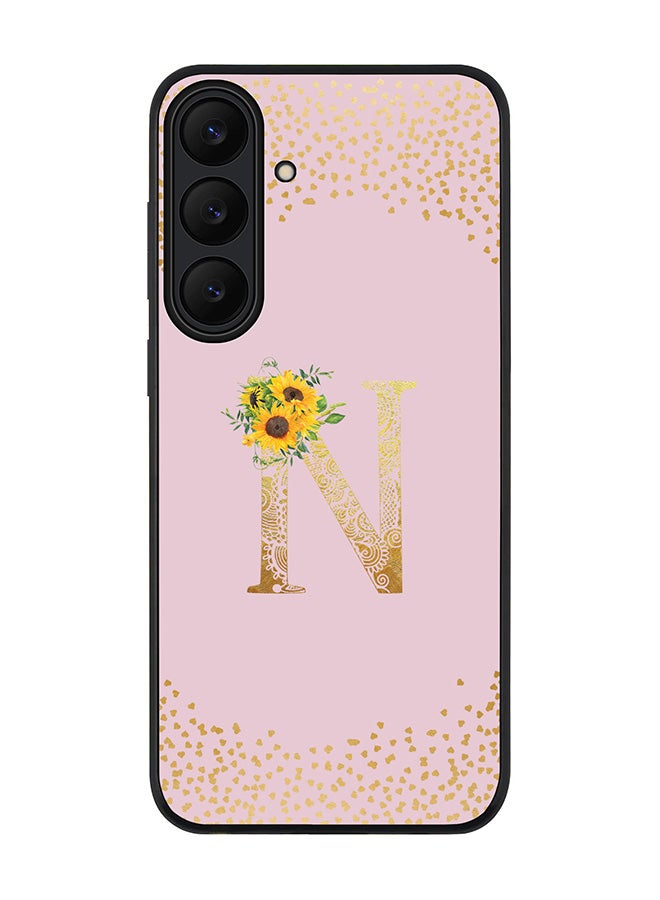Stylizedd For Samsung Galaxy S25 FE Case,Slim fit Camera Protection, Shockproof Thin Phone cover  - Custom Floral Monogram - N  (Pink )