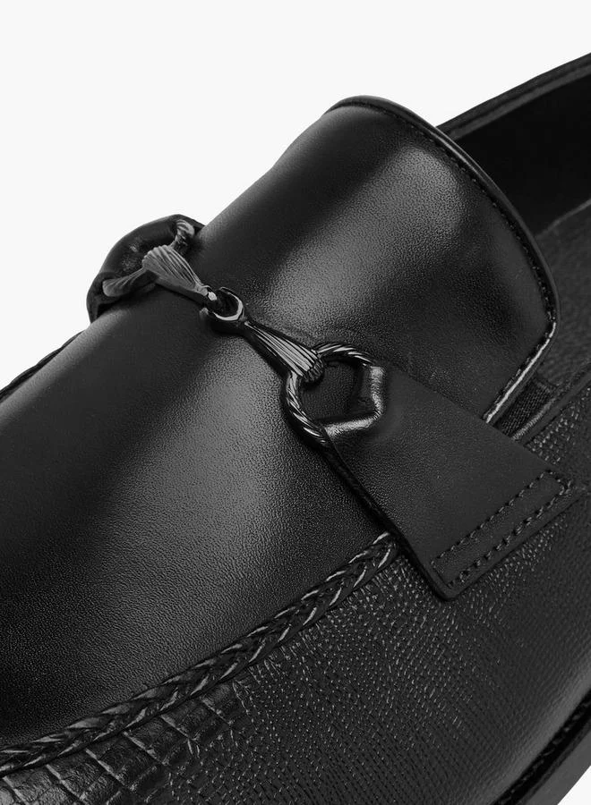 DUCHINI BLACK Men Buckle Accent Slip-On Leather Loafers for Men | Best Price UAE