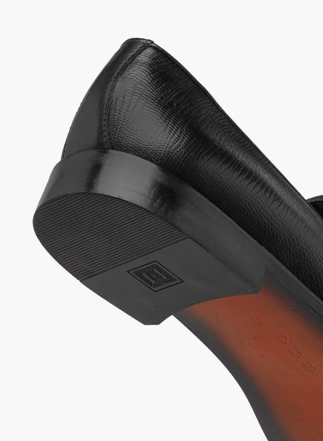 DUCHINI BLACK Men Buckle Accent Slip-On Leather Loafers for Men | Best Price UAE