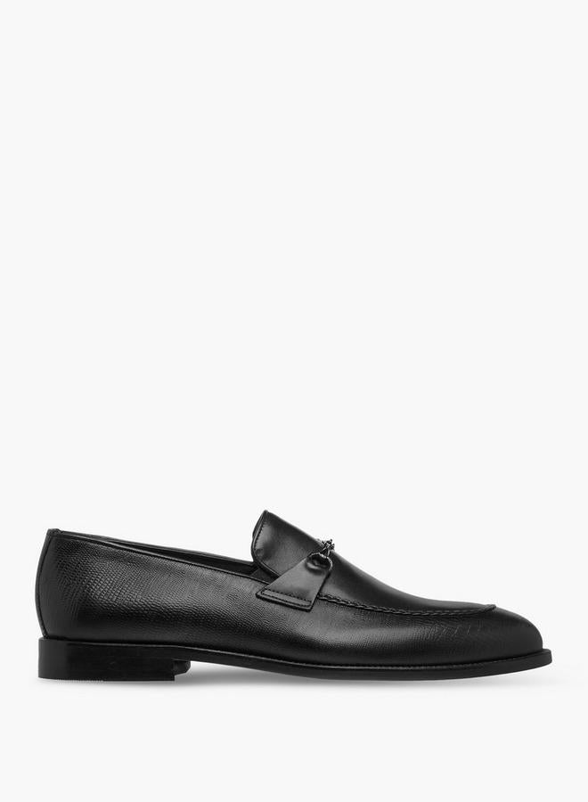 DUCHINI Men Buckle Accent Slip-On Leather Loafers - Image 3
