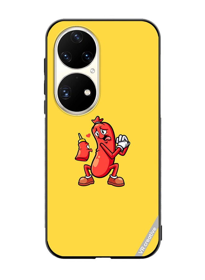 VR CREATIVE Protective Case Cover For Huawei P50 Pro Ketchup Love Sausagel Design Multicolour - Image 1