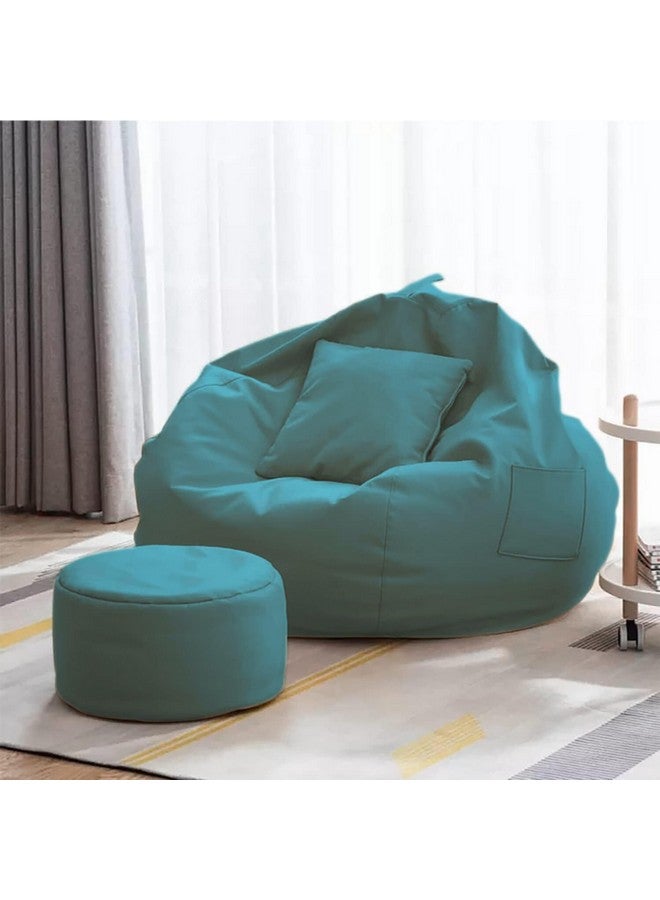 KAM'S LIEU Faux Leather Bean Bag Cover with Relaxing Footrest & Cushion Cover Only Color & Size- (Aqua) - Image 1