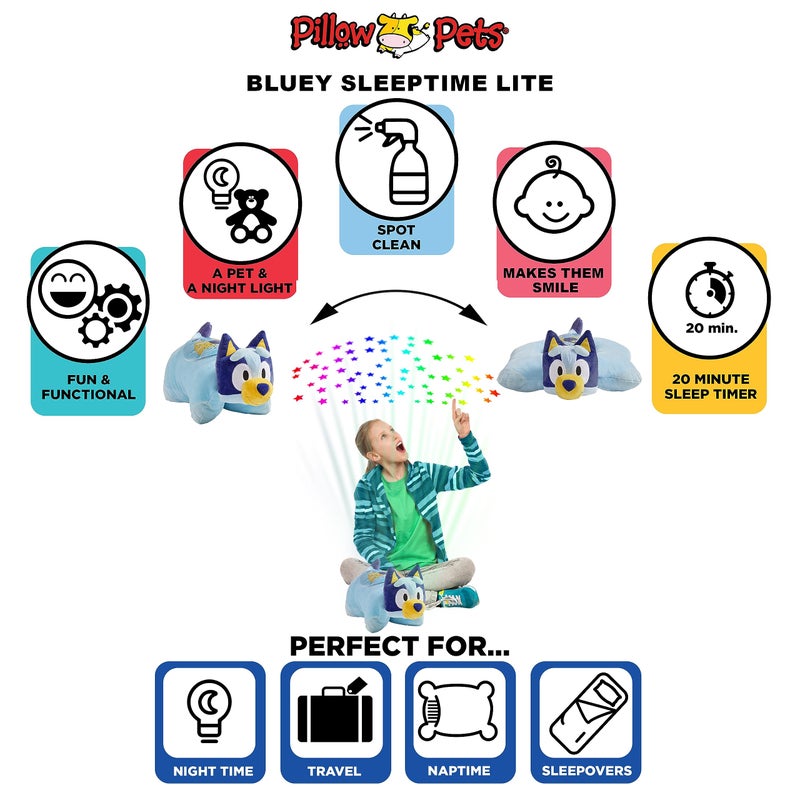 Pillow Pets 16 inch Bluey Sleep Time Light, Stuffed Animal Plush Toy, Gifts for Kids - Image 5