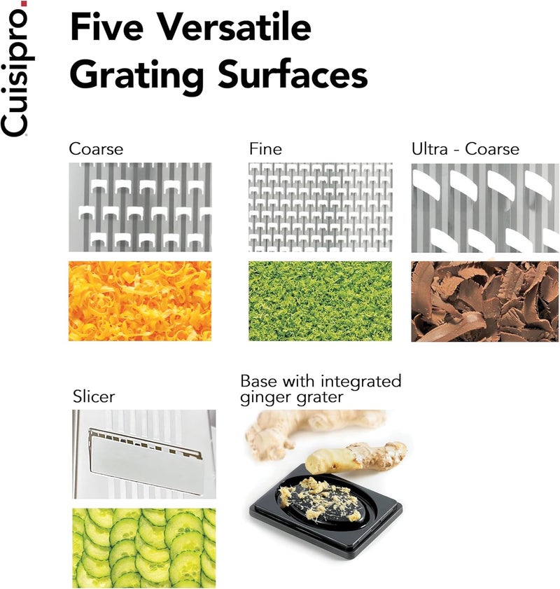 Cuisipro Stainless Steel Cheese Grater with Handle, 4 Sided Box Grater for Kitchen, Ginger Grater Dishwasher Safe, Fruit and Vegetables Slicer, Cheese Shredder for Potato, Chocolate, Parmesan, Ginger - Image 4