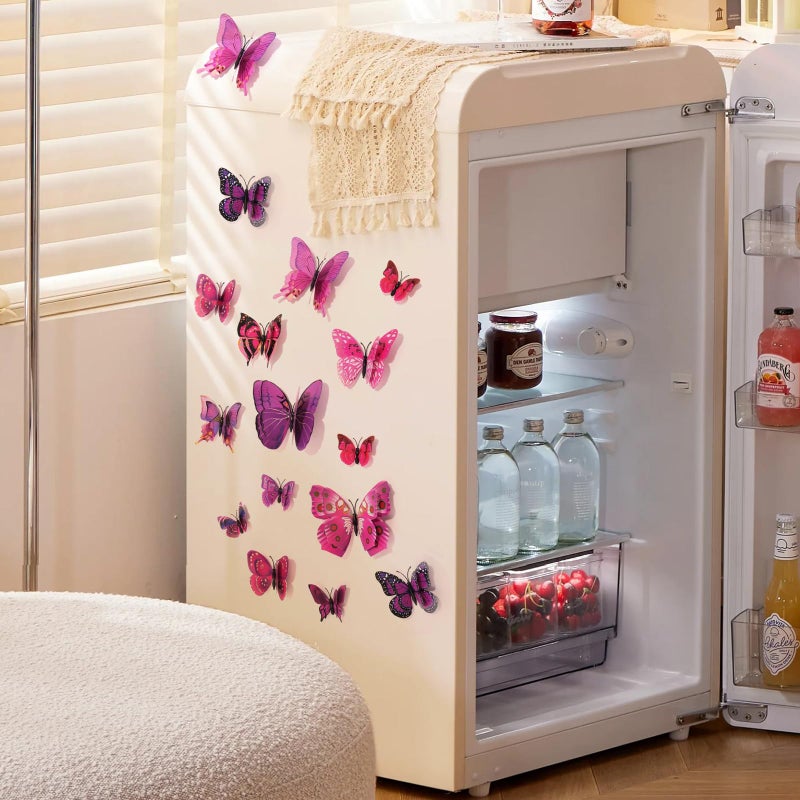 SAOROPEB 3D Butterfly Wall Decor, 24 Pcs Double Layer Butterfly Decorations for Party Decorations Locker Decor Refrigerator Decal, Reusable (Purple) - Image 4