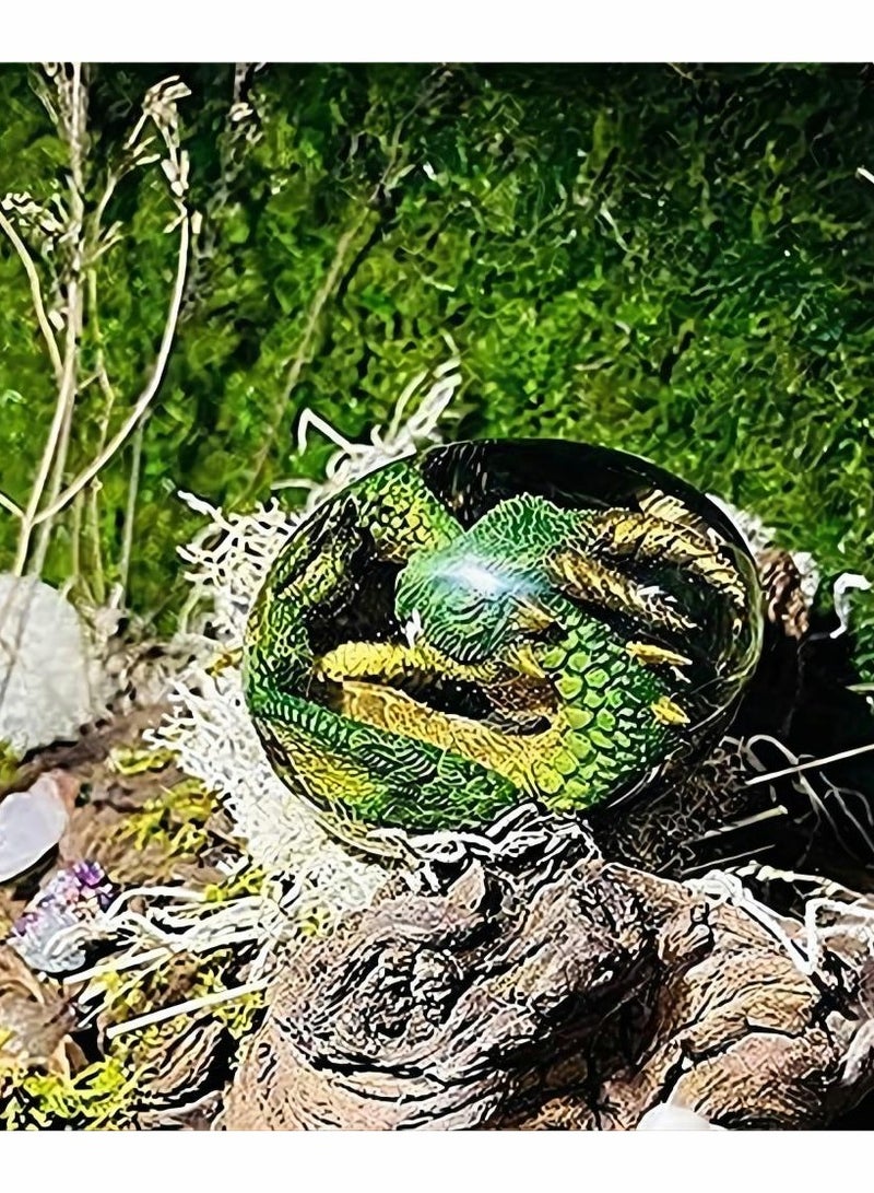 KASTWAVE Dragon Egg Ornament, Lava Dragon Egg,Crystal Transparent Lava Dragon Egg Resin Handmade Sculpture Fire Pocket Dragon Souvenir for Desktop Ornaments Exquisite Unique Gift (Blue) - Image 4