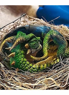 KASTWAVE KASTWAVE Dragon Egg Ornament, Lava Dragon Egg,Crystal Transparent Lava Dragon Egg Resin Handmade Sculpture Fire Pocket Dragon Souvenir for Desktop Ornaments Exquisite Unique Gift (Blue)  - Image 5