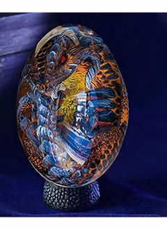 KASTWAVE KASTWAVE Dragon Egg Ornament, Lava Dragon Egg,Crystal Transparent Lava Dragon Egg Resin Handmade Sculpture Fire Pocket Dragon Souvenir for Desktop Ornaments Exquisite Unique Gift (Blue)  - Image 3