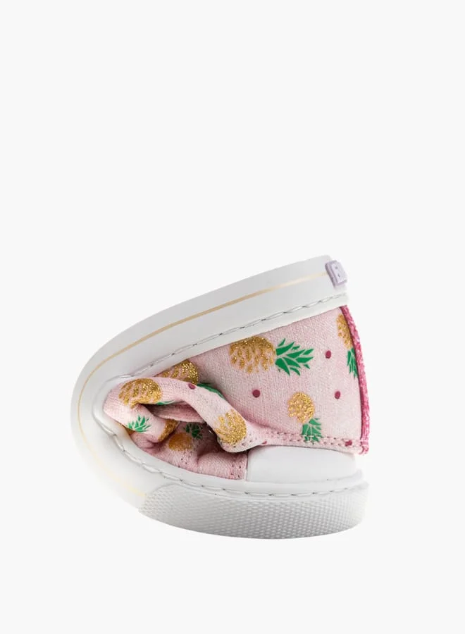 Pablosky Girls Fruit Print Sneakers with Hook and Loop Closure