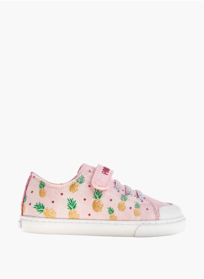 Pablosky Girls Fruit Print Sneakers with Hook and Loop Closure