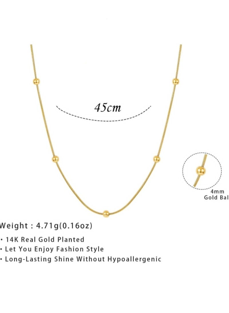 Luxuria 316L stainless steel necklace plated with 18k gold, simple snake bead chain, hip hop punk style necklace, luxury women's jewelry, trendy party gift - Image 4
