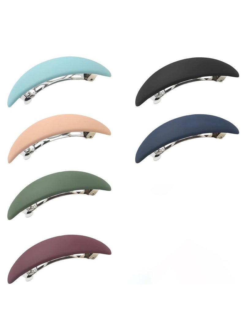 Oasisgalore 6 Pack Multicolor Matte French Hair Clips, Crescent-Shaped Metal Barrettes, No-Damage Hair Pins for Girls and Women.  - Image 1