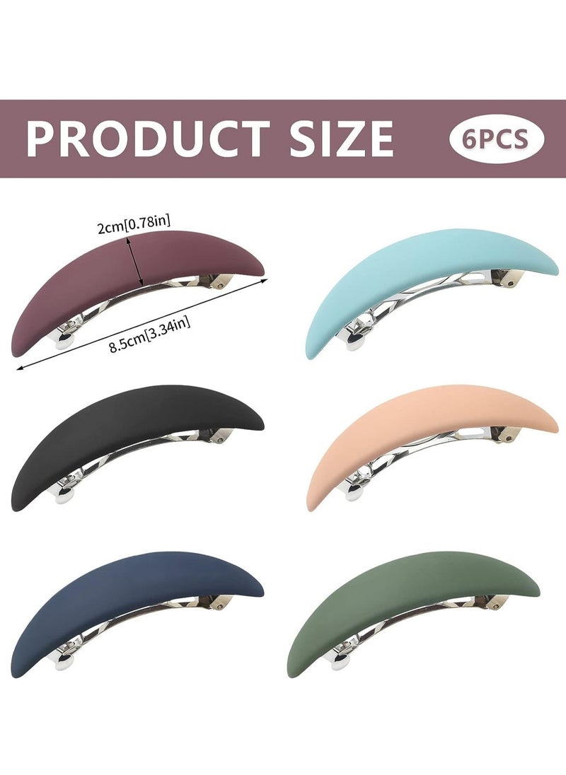 Oasisgalore 6 Pack Multicolor Matte French Hair Clips, Crescent-Shaped Metal Barrettes, No-Damage Hair Pins for Girls and Women.  - Image 2