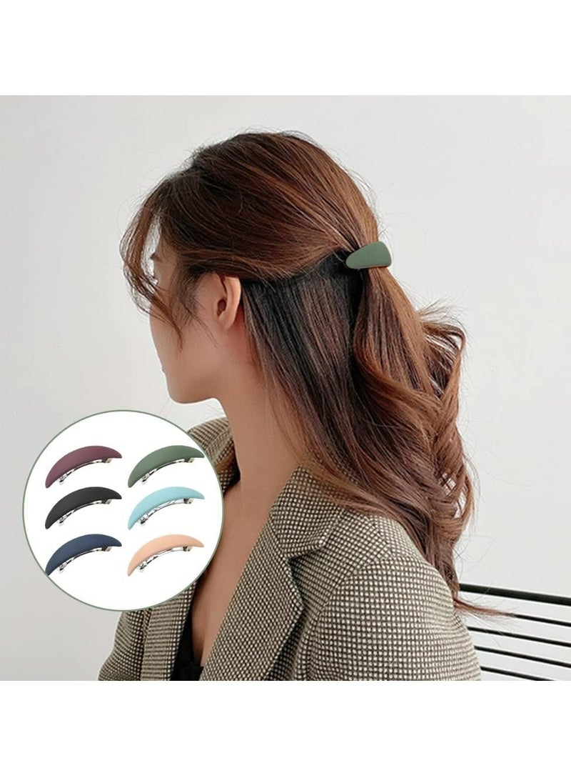 Oasisgalore 6 Pack Multicolor Matte French Hair Clips, Crescent-Shaped Metal Barrettes, No-Damage Hair Pins for Girls and Women.  - Image 4