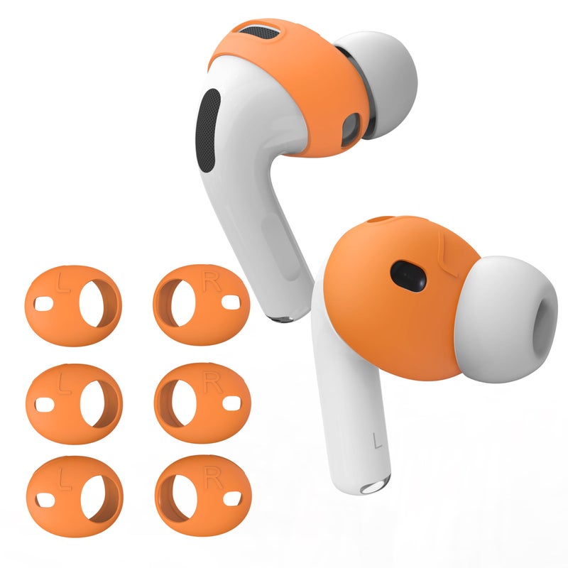 DamonLight [Fit in Case] 3 Pairs Cover for AirPods Pro 3 DamonLight Anti Scratches Add Grip Sport Ear Tips [US Patent Registered] Compatible with AirPods Pro 3rd Generation 2025 (Orange) - Image 1