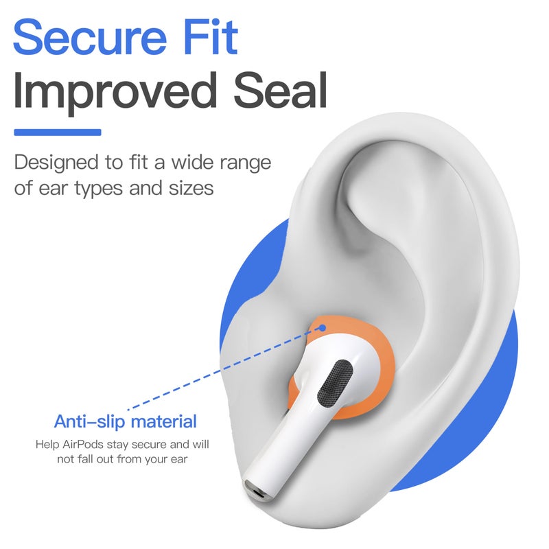 DamonLight [Fit in Case] 3 Pairs Cover for AirPods Pro 3 DamonLight Anti Scratches Add Grip Sport Ear Tips [US Patent Registered] Compatible with AirPods Pro 3rd Generation 2025 (Orange) - Image 5
