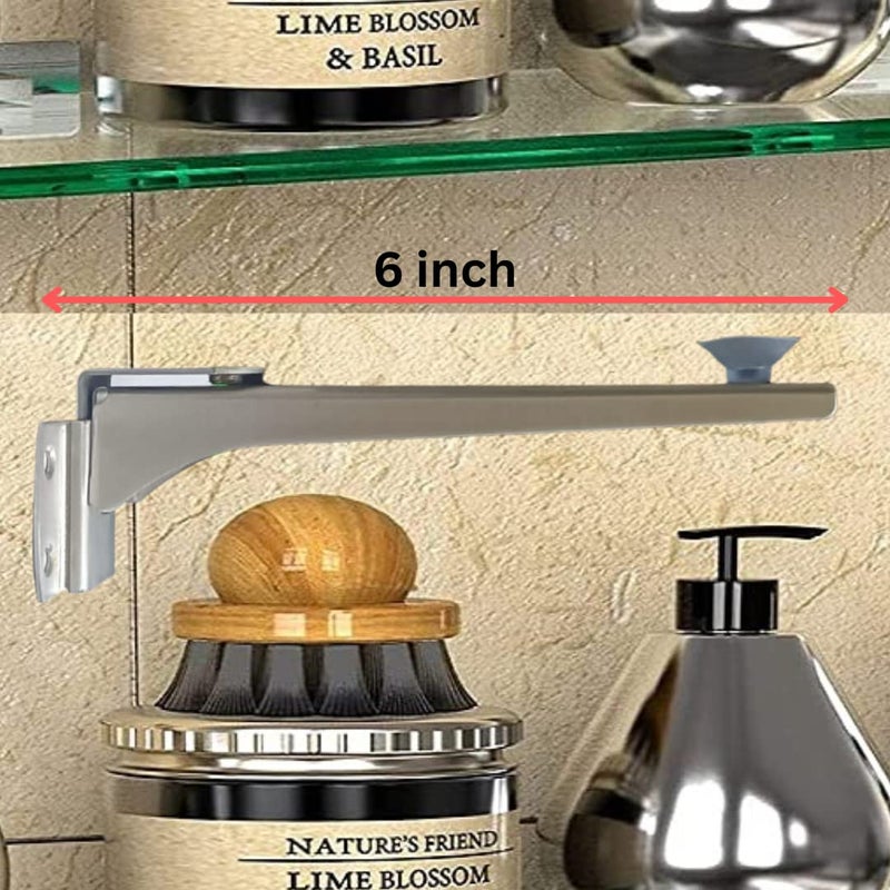 Desired Decor رف زجاجي مثبت على الحائط من الفولاذ المقاوم للصدأ مع دعامة F متعددة الاستخدامات لتثبيت الزجاج مشبك تثبيت الزجاج حامل زجاجي مثبت على الحائط بسماكة 681012 مم 6 بوصة كمية 4 - Image 2