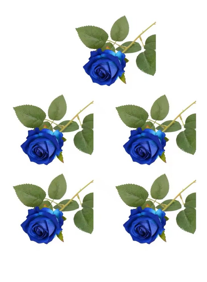 ZCM-HAPPY Pack of 12 Simulation velvet Rose Single Artificial Flower Decoration High-end bouquet Wall Blue Color - Image 5