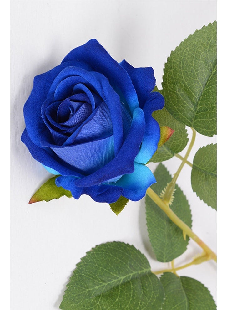 ZCM-HAPPY Pack of 12 Simulation velvet Rose Single Artificial Flower Decoration High-end bouquet Wall Blue Color - Image 2
