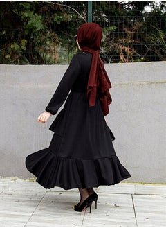 Generic Elegant Middle Eastern-Inspired Dress with Pleated Hem and Stylish Belt - Perfect for Muslim Professional Women and Versatile Occasions  - Image 3
