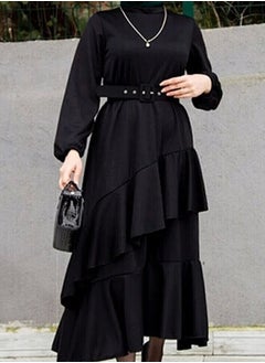 Generic Elegant Middle Eastern-Inspired Dress with Pleated Hem and Stylish Belt - Perfect for Muslim Professional Women and Versatile Occasions  - Image 5