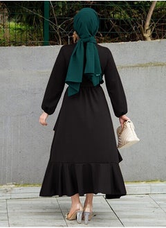 Generic Elegant Middle Eastern-Inspired Dress with Pleated Hem and Stylish Belt - Perfect for Muslim Professional Women and Versatile Occasions  - Image 4