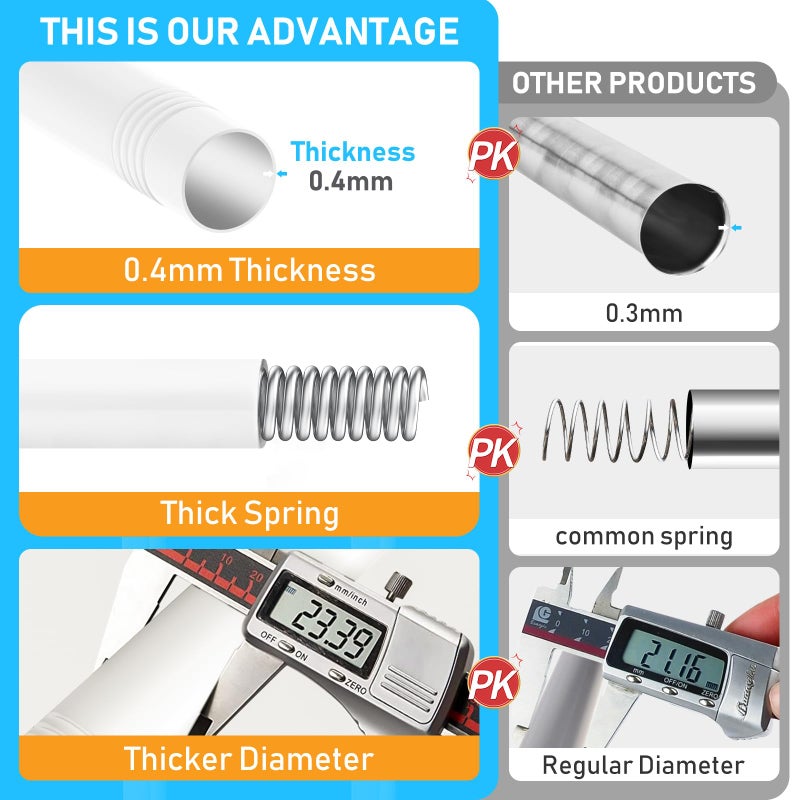 MEXAU Shower Curtain Rod 45-77 Inch White Shower Rod 7/8" Tension Curtain Rod Adjustable Curtain Rods No Drilling Shower Tension Rod Shower Curtain Tension Rod for Bathroom Windows Doorways - Image 4