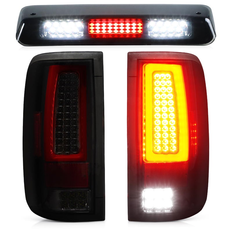 LED Tail Light Assembly 3rd Brake Light Fit for Ford F150 F150 20042008 Factory Halogen Model Fleetside Styleside Taillight and High Mount Stop Light 3 Pcs Smoke Lens