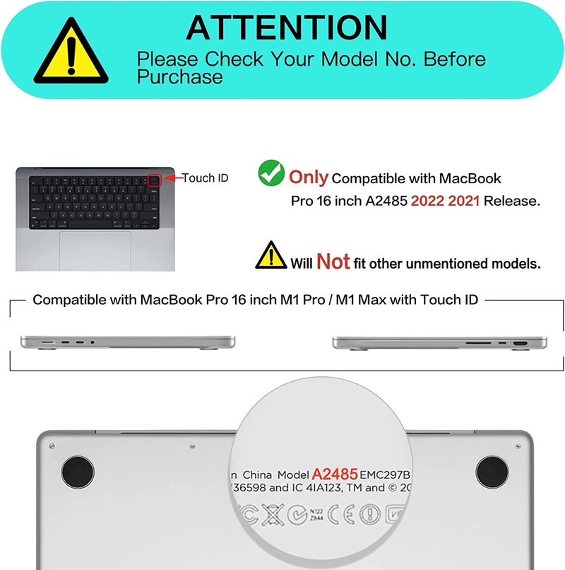 Moca حافظة MOCA متوافقة مع ماك بوك برو 16 بوصة 2024-2021 M4 M3 M2 M1 برو/ماكس مع Touch ID A3403 A3186 A2991 A2780 A2485، غلاف صلب (أخضر طاووس) - Image 2