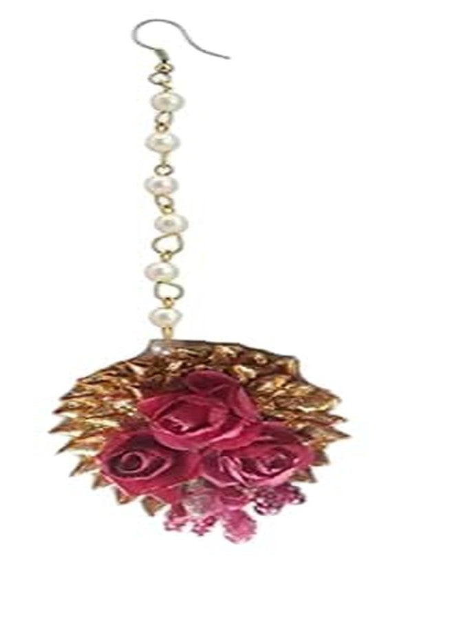 BDS CREATIONS 07A Flower Maang Tikka for Wedding | Baby Shower | Haldi | Mehandi pack of 6pcs - Image 1
