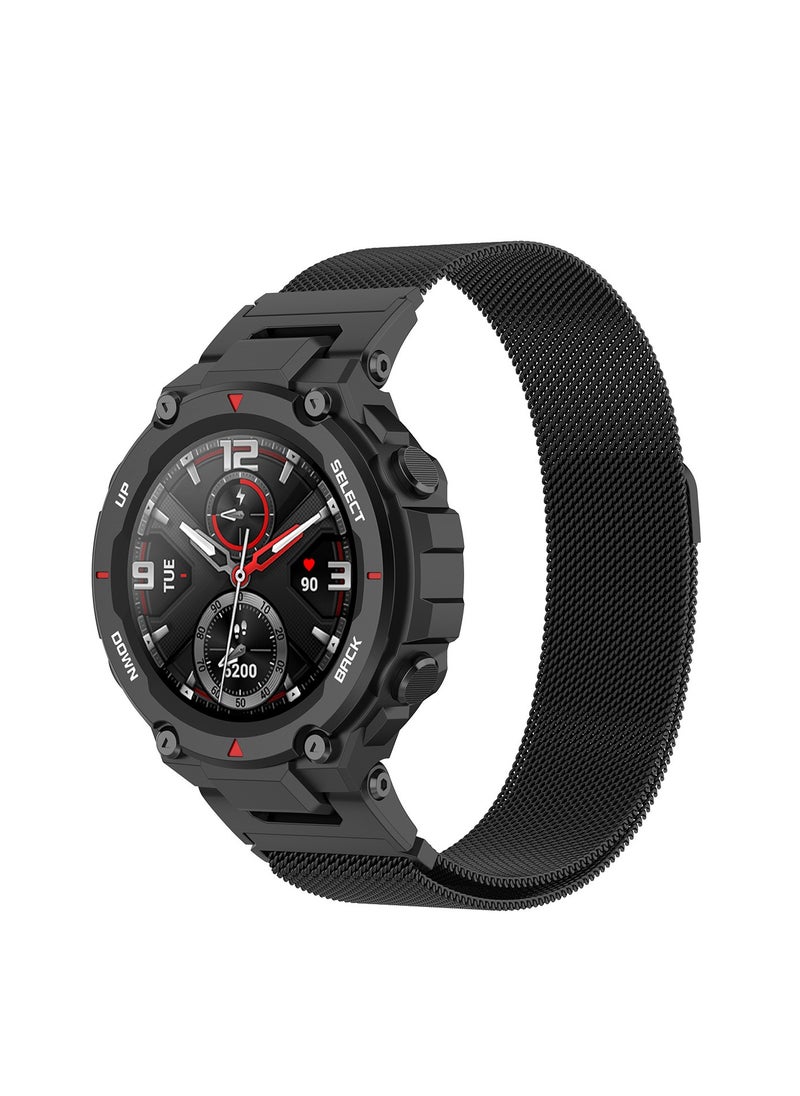 Generic - Amazfit T-Rex Metal Mesh Wristband Watchband Stainless Steel Milanese Bands Quick Release Adjustable Clasp Strap - Image 1