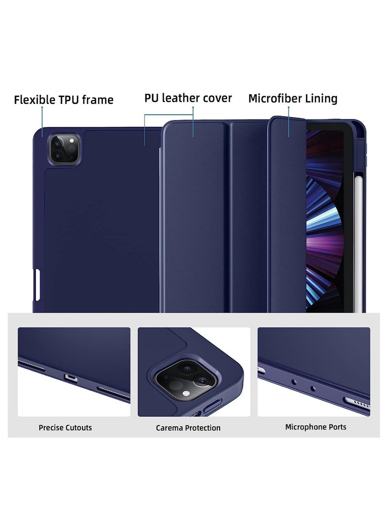 إلترازون Case Compatible with iPad Pro 11 Case 2021/2020 with Pencil Holder, for iPad Pro 11 Inch Case 3rd/2nd Generation, Trifold Stand Protective Case with Soft TPU Back - Image 3