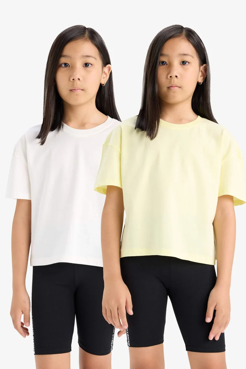 ديفاكتو Girl Relax Fit Crew Neck 2 Piece T-Shirt