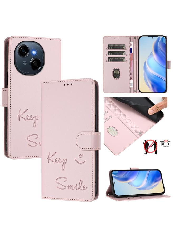 إيروريكس جراب لهاتف Tecno Spark Go 1 / Go 2025 جراب جلدي بنقش ابتسامة بتقنية RFID - Image 1