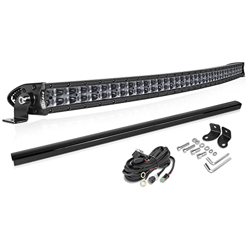 40 Inch Curved LED Light Bar Niking Auto Super Slim 360W Off Road Dual Row LED Driving Light Spot Flood Combo Work Light Roof Bumper Bar for Trucks UTV ATV SUV RZR Wrangler JK JL Boat