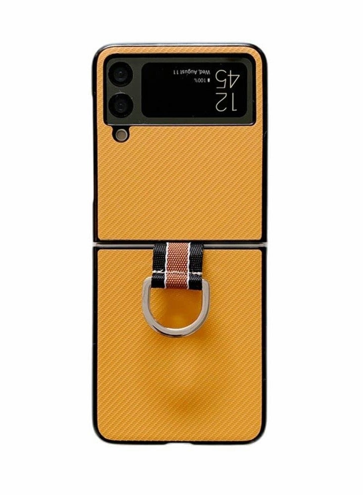 SOLARAE Flip Phone Case for Samsung Galaxy Z Flip 3 5G Ultra, Thin Matte PU Leather Phone Case, Lens Protective Tempered Film Cover with Ring - Image 1