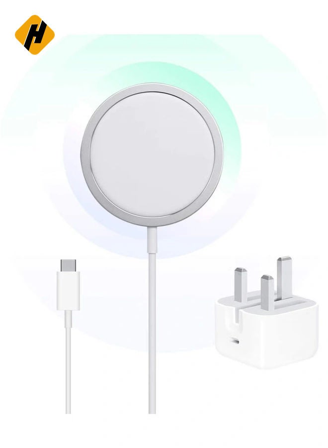 HuHa 20W Magnetic Wireless Charging Cable USB-C Compatible with Apple iPhone 12/12 Mini/12 Pro/12 Pro Max White  - Image 1