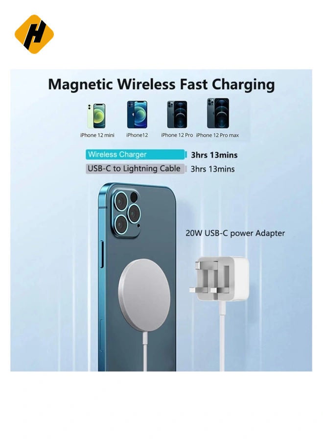 HuHa 20W Magnetic Wireless Charging Cable USB-C Compatible with Apple iPhone 12/12 Mini/12 Pro/12 Pro Max White  - Image 3