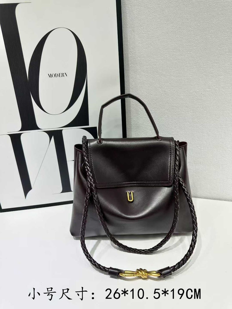 B Brand Glossy Cowhide Bow Gold Buckle Kelly Bag Shoulder Crossbody Handbag Tote Bag - Image 5
