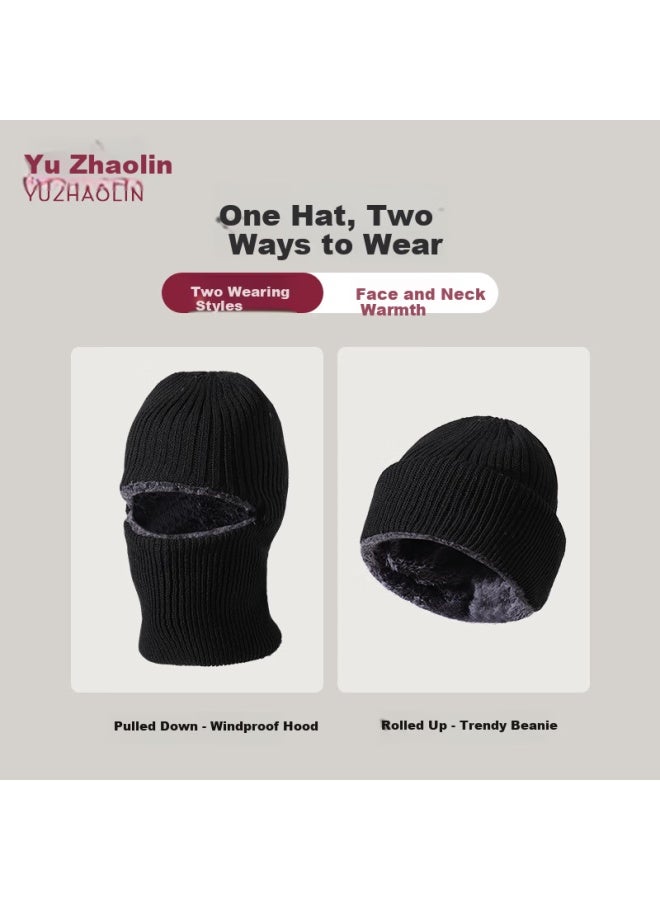Yuzhaolin Winter Cycling Hat With Face Mask, Uni Warm Fleece Windproof Cold Protection Cap, Dark Gray - Image 3