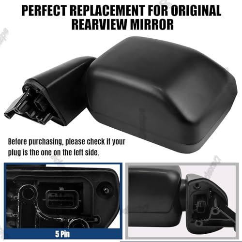 Dexepe Passenger Side Mirror Assembly Compatible with Jeep Wrangler JL 2018-2021 Gladiator JT 2020-2023 Rear View Mirror with Heated, Power Adjustable Replace 68281890AE, CH1321450 (Right, 5 Pin) - Image 2