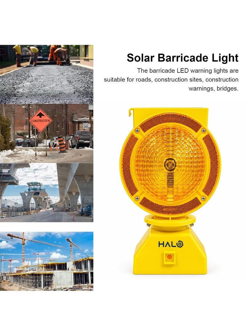 Halo Solar Amber LED Warning Light, 360° Rotating Double-Sided Barricade Safety Lamp, Weather Resistant Road Construction Traffic Emergency Light with Mounting Bracket - Image 5