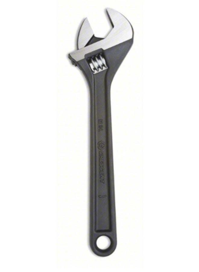 Adjustable Wrench Alloy Steel, Black Oxide, 12 in Overall Lg, 1 1/2 in Jaw Capacity
