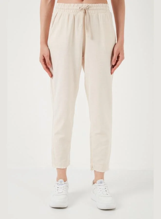 Lela Lela Cotton High-Waisted Linen-Look Crop Pants for Women, Tie Waist 668YP5134
