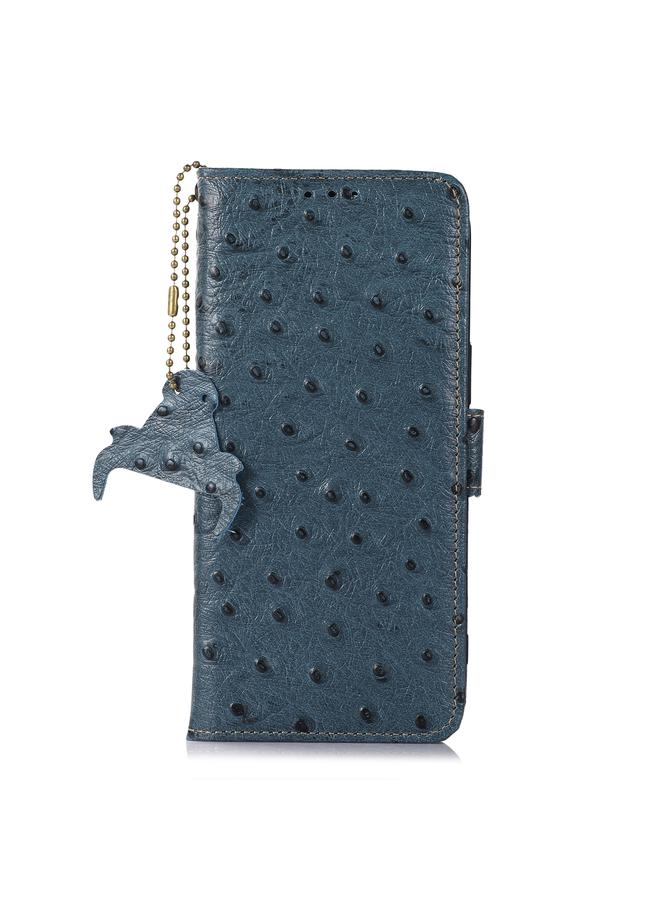S-TOP Case For iPhone 15 Pro Ostrich Pattern Genuine Leather RFID Phone Case - Image 2