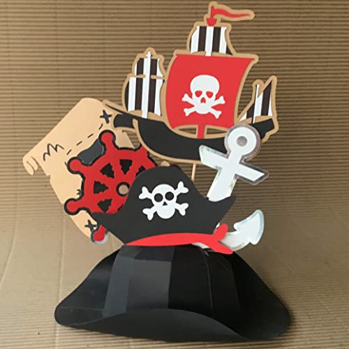 Pinfliers Pirate Theme Paper Cutouts for Centerpiece, 5 Pieces, Black, Red, Brown, White - Image 4