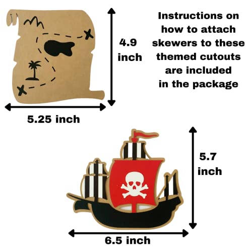 Pinfliers Pirate Theme Paper Cutouts for Centerpiece, 5 Pieces, Black, Red, Brown, White - Image 2