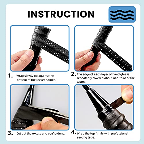GLL Super Long Breathable Racket Overgrip, Super Absorbent Skid Resist Absorb Sweat Grip Tape, Handles Protection for Tennis Badminton Racquetball Squash Baseball - Image 5