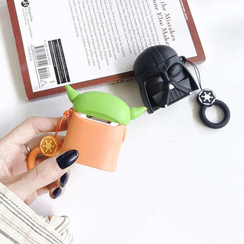 Black Wireless Earphone Case Thick Soft Portable Keychain Finger Ring Protective Silicone Skin Cover Case for AirPods 1/2 - Image 4